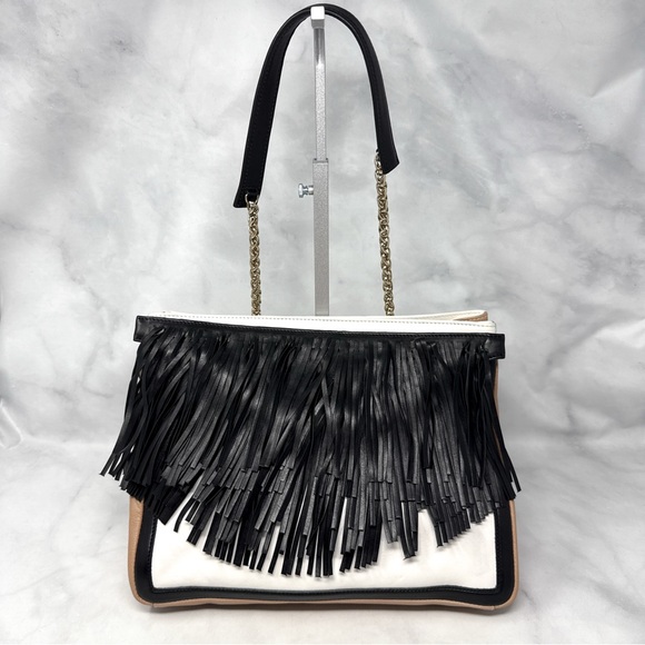 Christian Louboutin Artemis Fringe Leather Convertible Large Purse Bag Designer - Picture 1 of 16